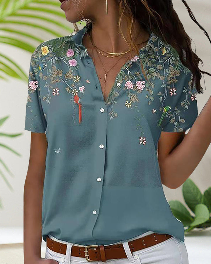 Maddalena - Chice Bluse mit Blumenmuster und Klassischem Kragen - Vielseitiges Polyester, Lassige Eleganz