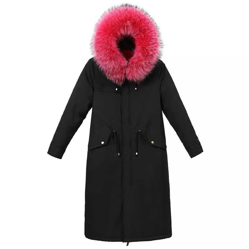 Damen Winterjacke mit Fell in Kontrastfarb