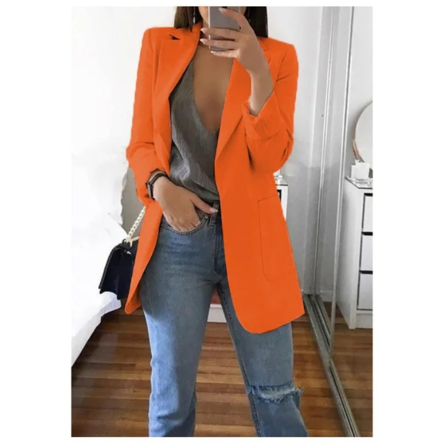 Blazer im Doppelreiher-Stil mit Druck für ein modernes Bürooutfit