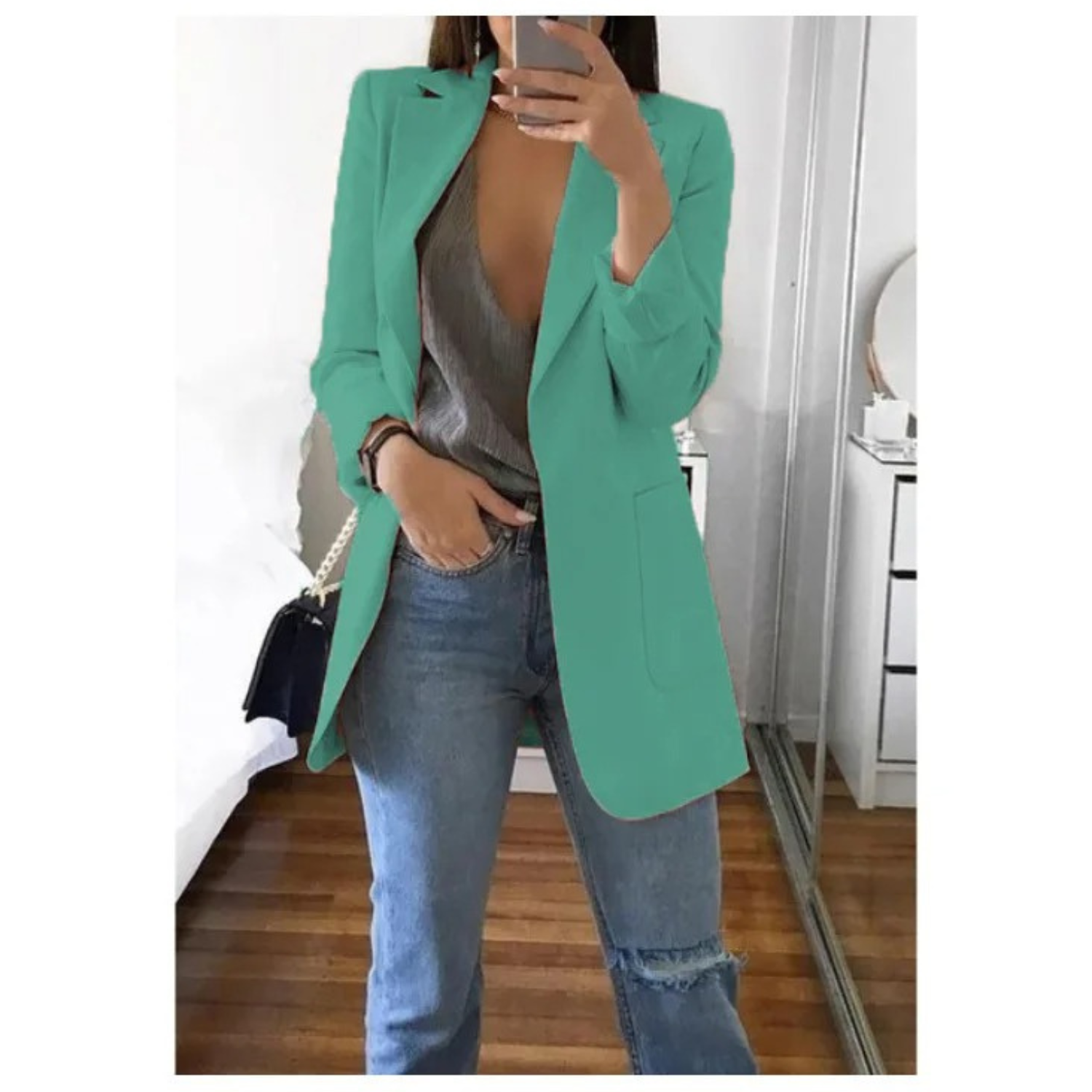 Blazer im Doppelreiher-Stil mit Druck für ein modernes Bürooutfit