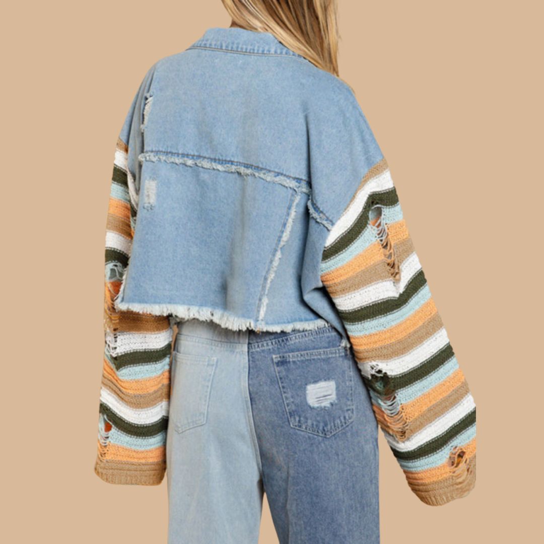 Stylische Denim-Jacken mit Strickärmeln für die kalte Jahreszeit