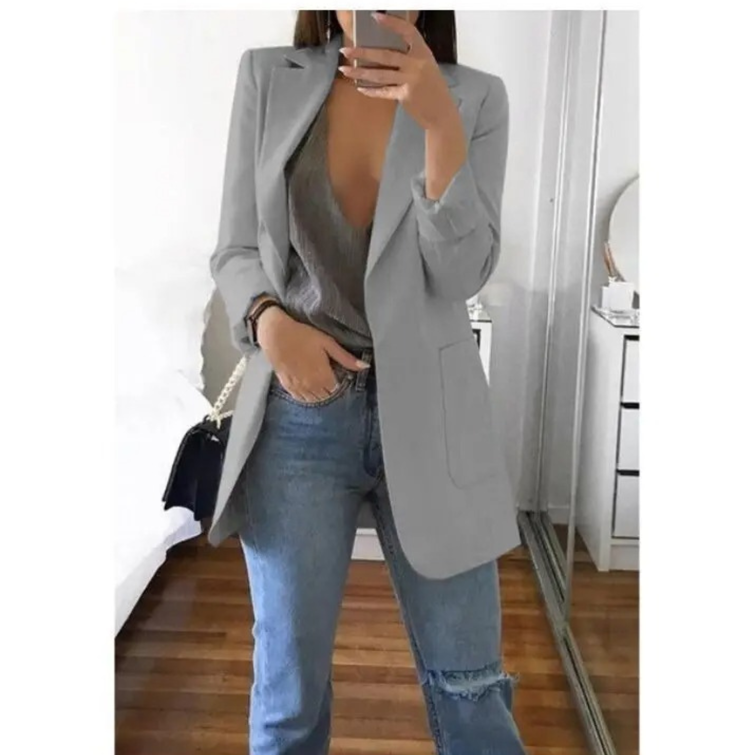 Blazer im Doppelreiher-Stil mit Druck für ein modernes Bürooutfit