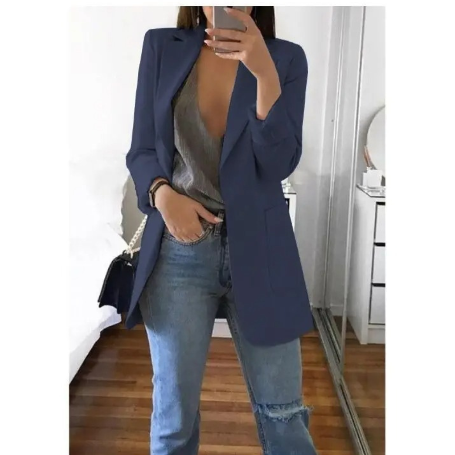 Blazer im Doppelreiher-Stil mit Druck für ein modernes Bürooutfit