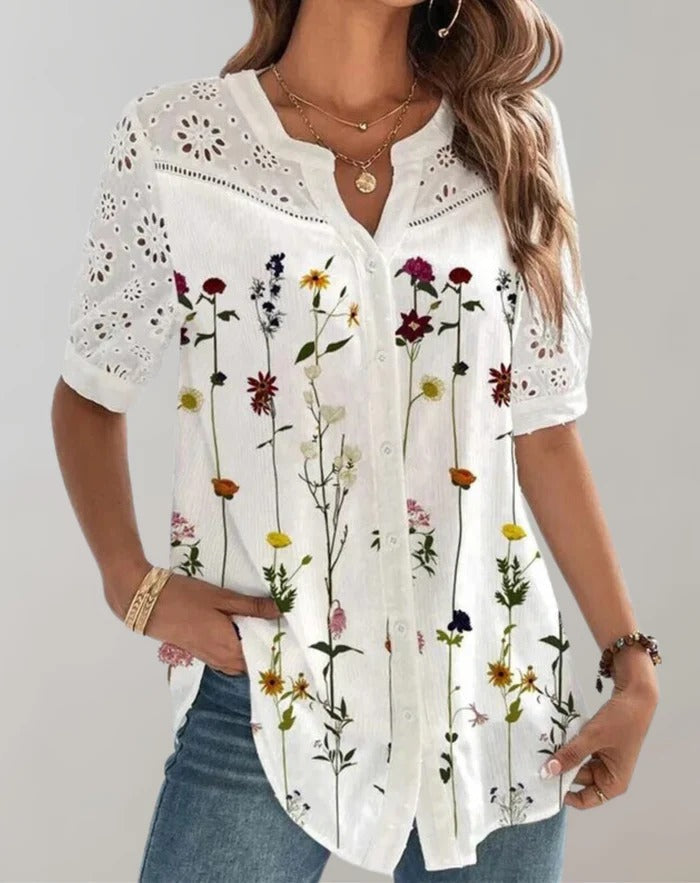 Ria - Damen Hohle Stickerei Floral