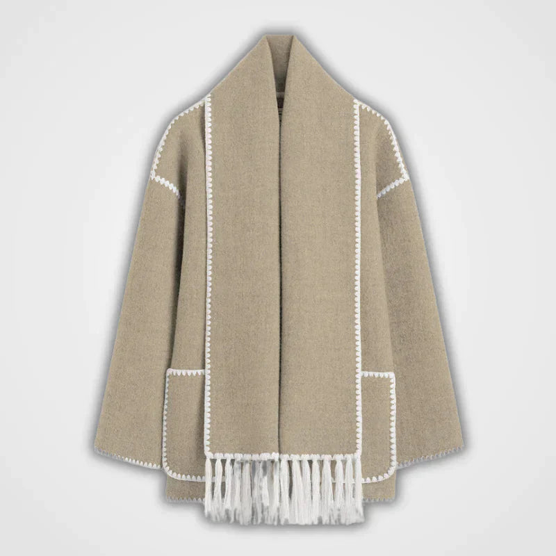 Arianne - Eleganter Baumwollponcho mit dekorativen Details