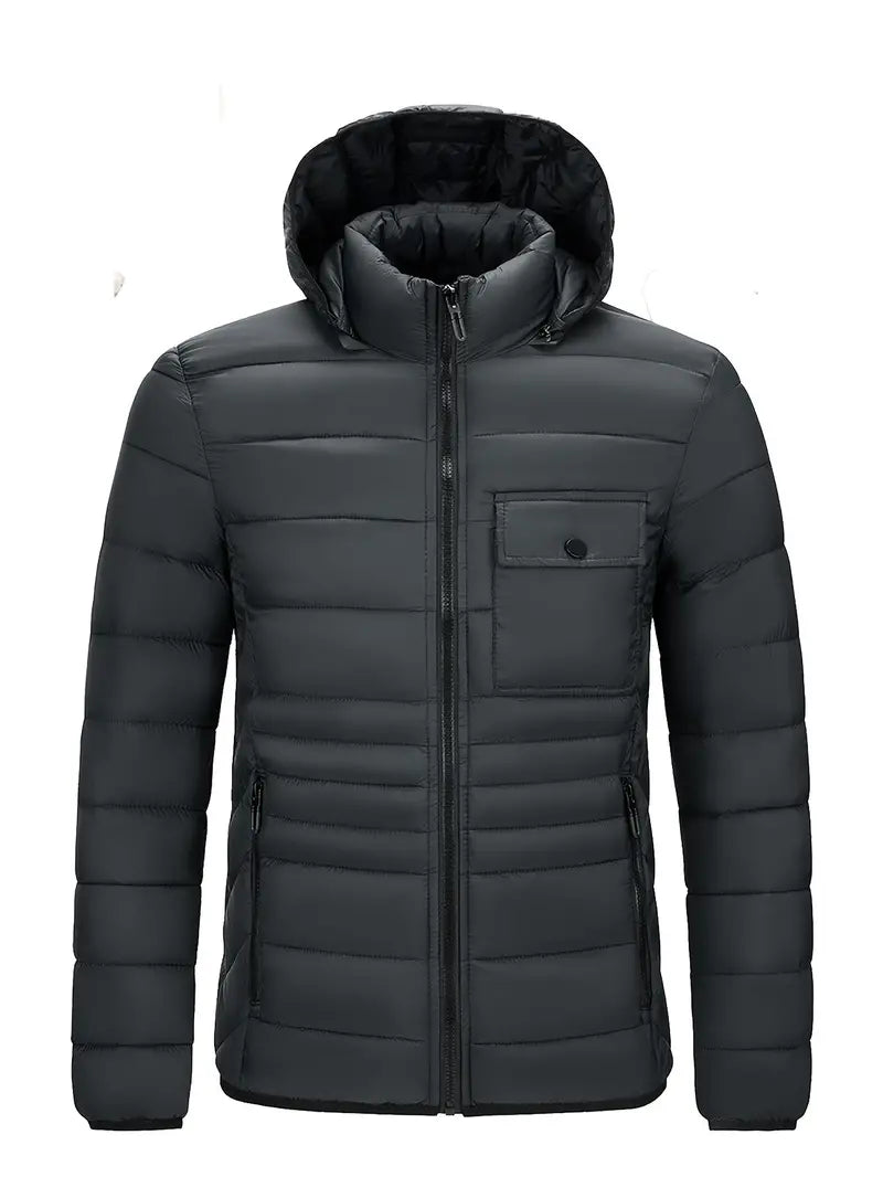 Edil - Herren Wintermantel - Warmer Puffer mit Kapuze und Stehkragen