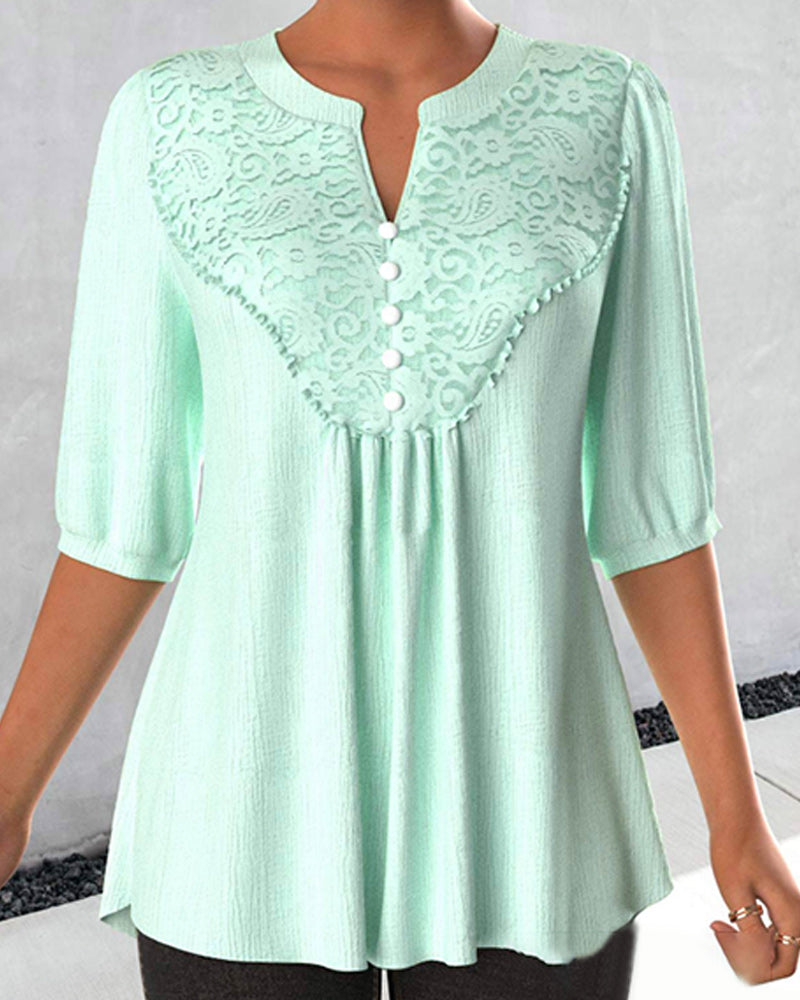 Chloe - Mintgroene Kanten Blouse