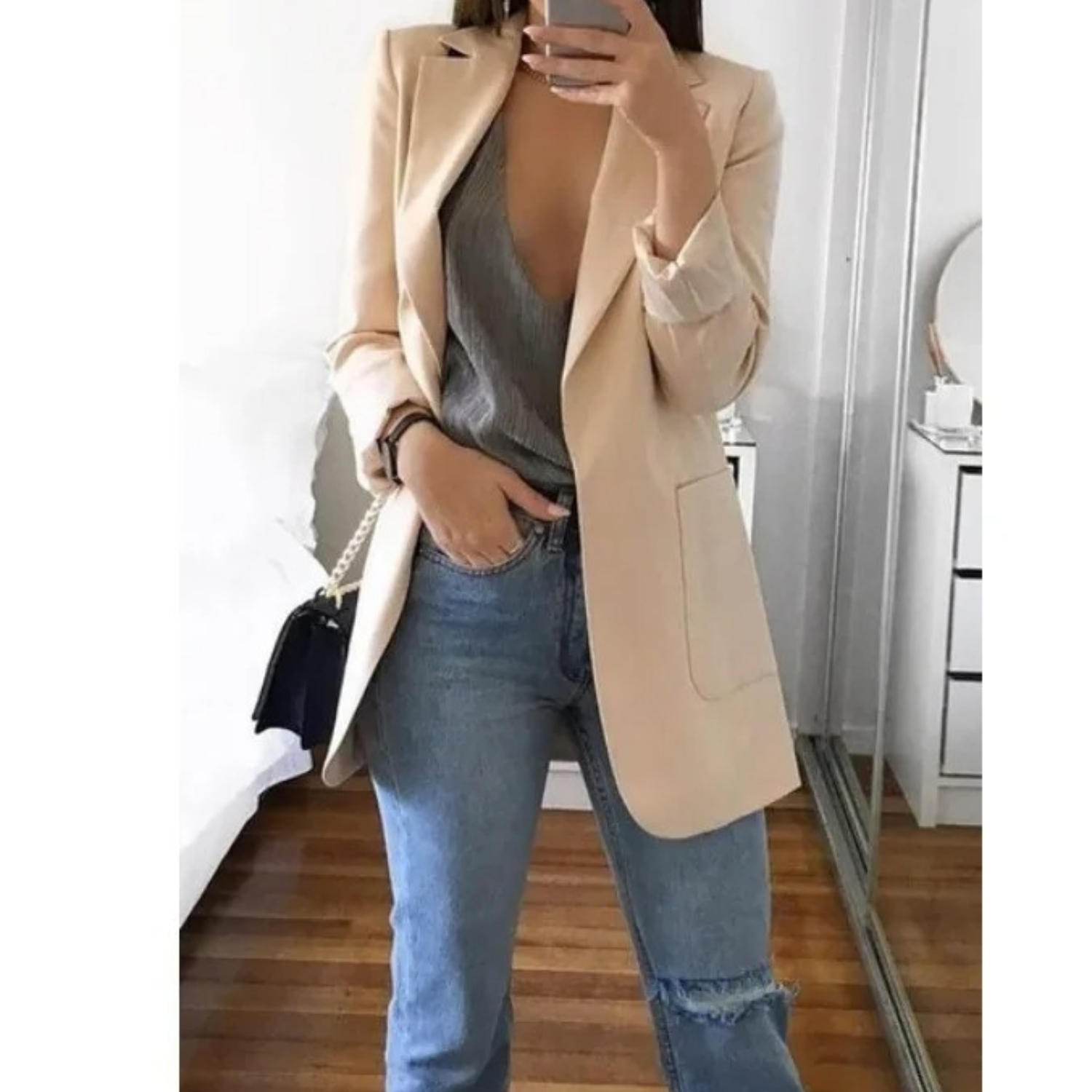 Blazer im Doppelreiher-Stil mit Druck für ein modernes Bürooutfit