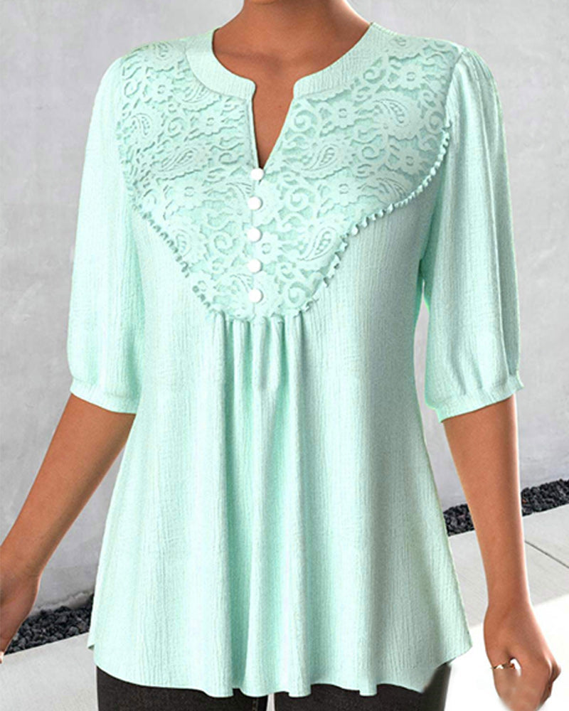 Chloe - Mintgroene Kanten Blouse