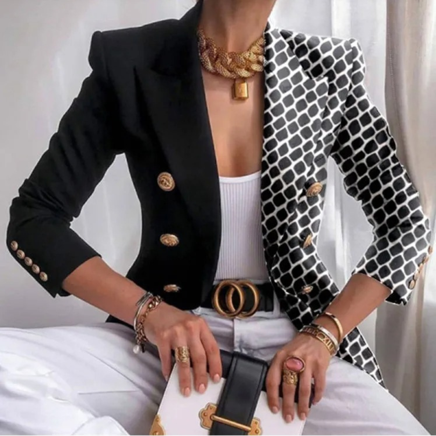 Damen-Blazer mit Modeprint und Lange Ärmel für Frauen