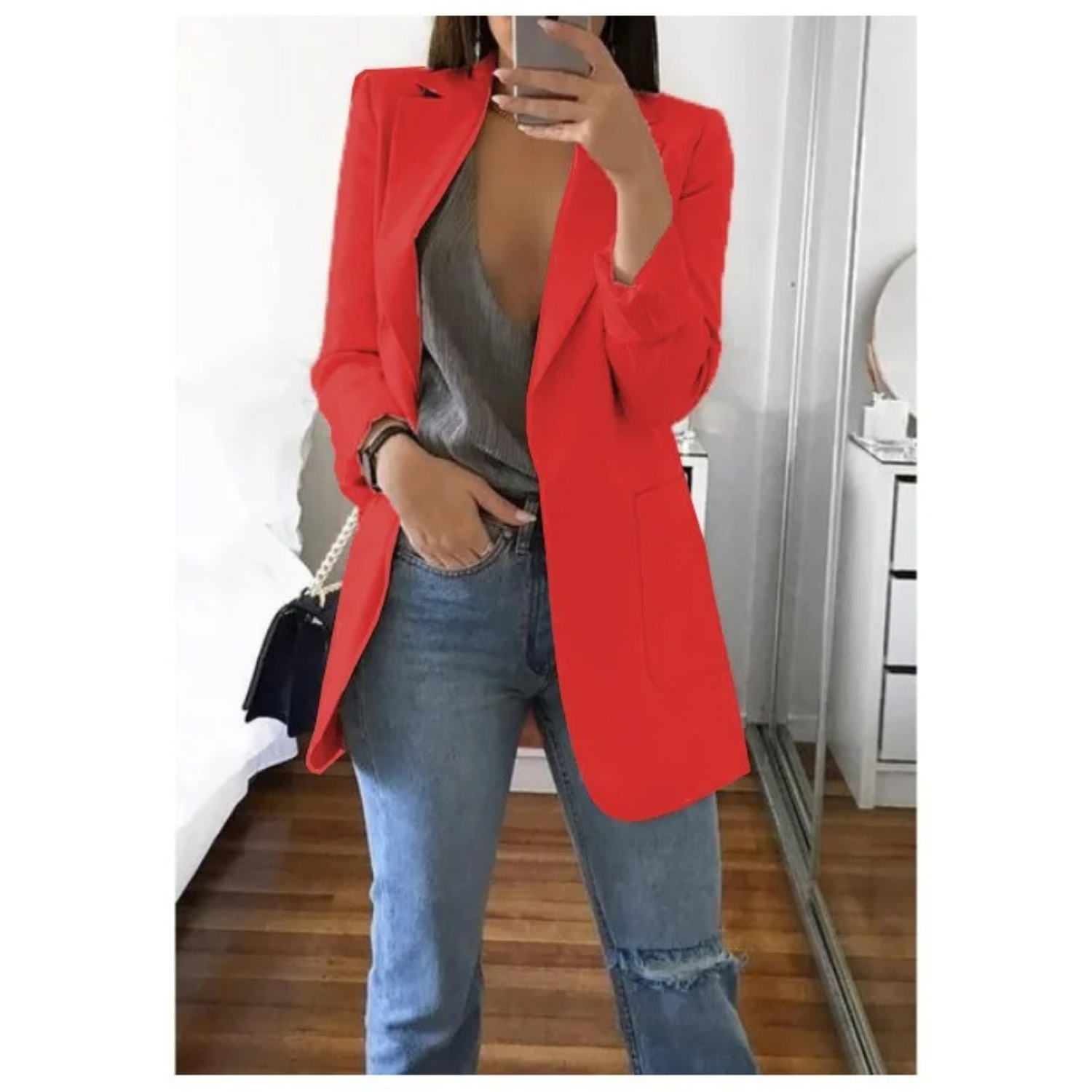 Blazer im Doppelreiher-Stil mit Druck für ein modernes Bürooutfit