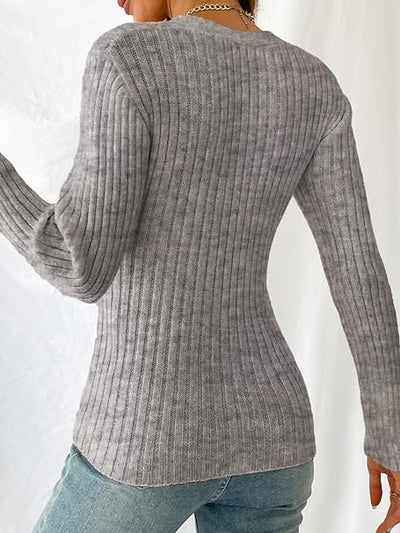 Ailani - Rippenstrickpullover mit Wickeloptik