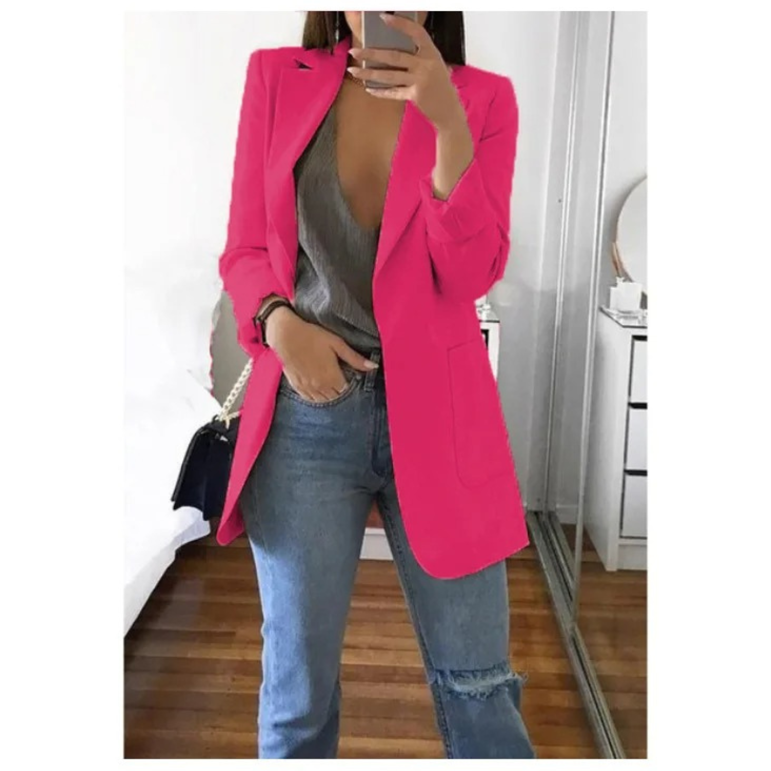 Blazer im Doppelreiher-Stil mit Druck für ein modernes Bürooutfit