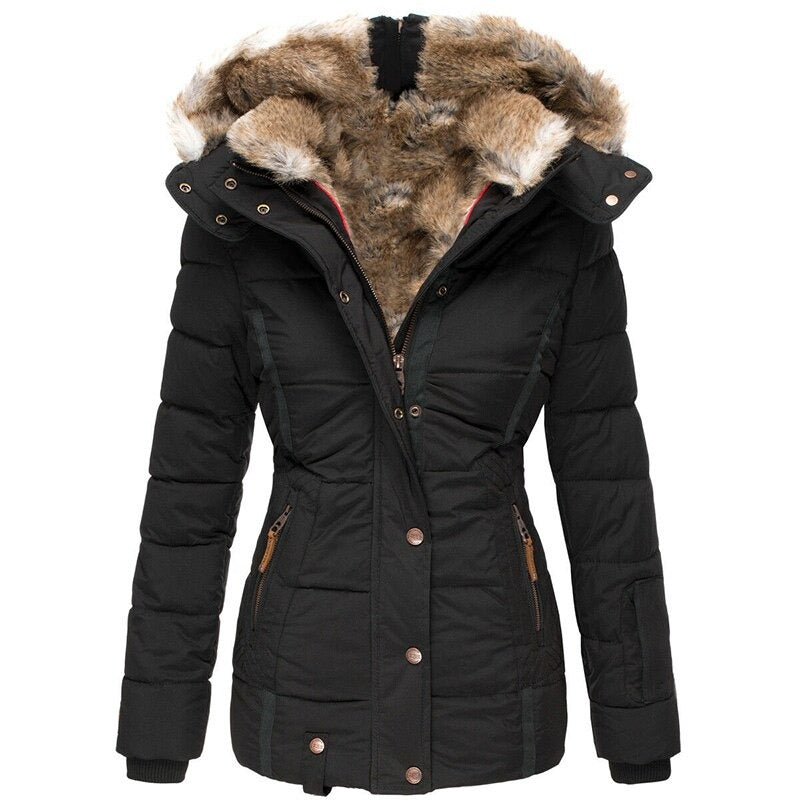 Elegante Winterjacke mit Abnehmbarem Fellkragen