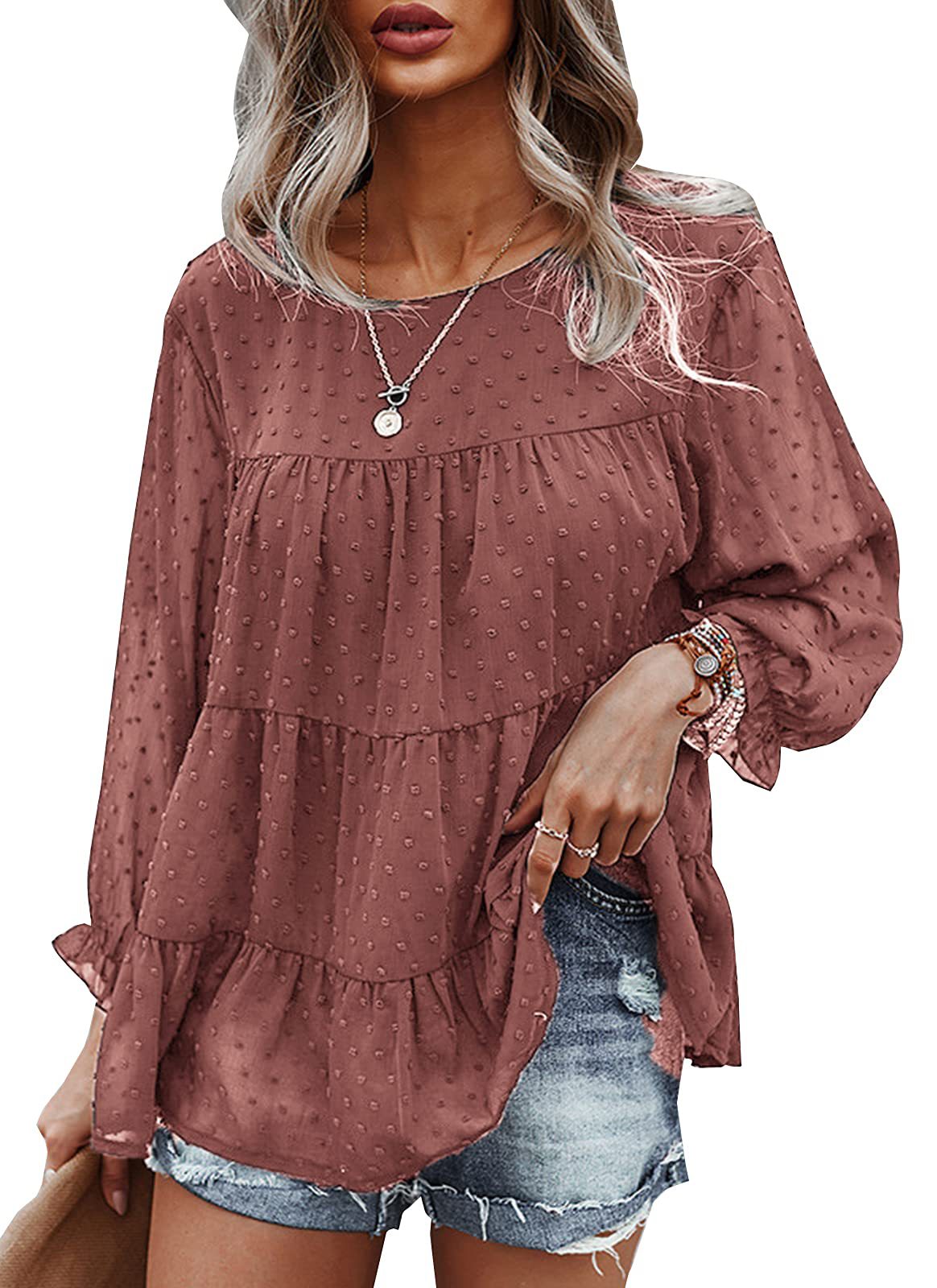 Damen-Boho-Bluse mit Stickereien