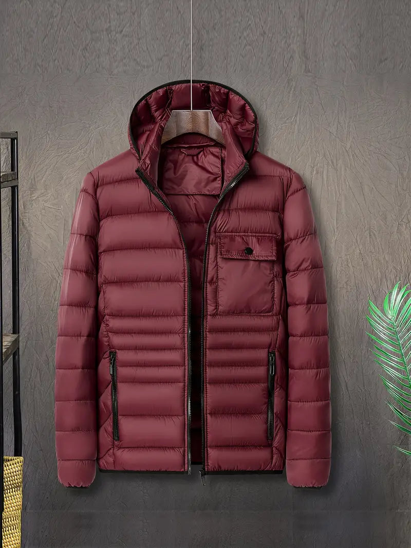 Edil - Herren Wintermantel - Warmer Puffer mit Kapuze und Stehkragen