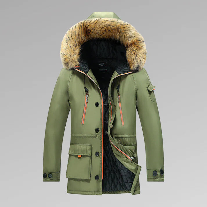 Lhon - Hochwertige Winterjacke mit Kunstpelzkragen