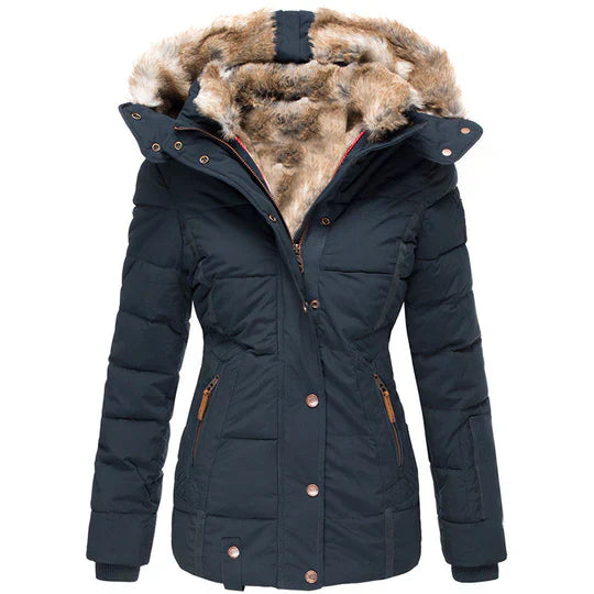 Warme Winterjacke mit Fellkapuze – Stilvoll durch den Winter