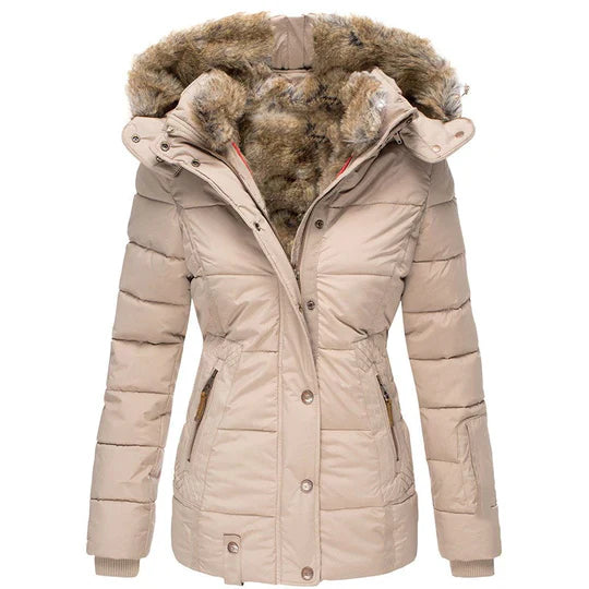 Warme Winterjacke mit Fellkapuze – Stilvoll durch den Winter