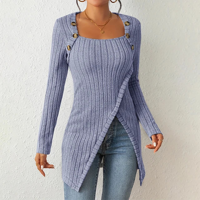 Jasmine - Eleganter Cardigan mit Unregelmäßigem Saum und Knopfakzenten