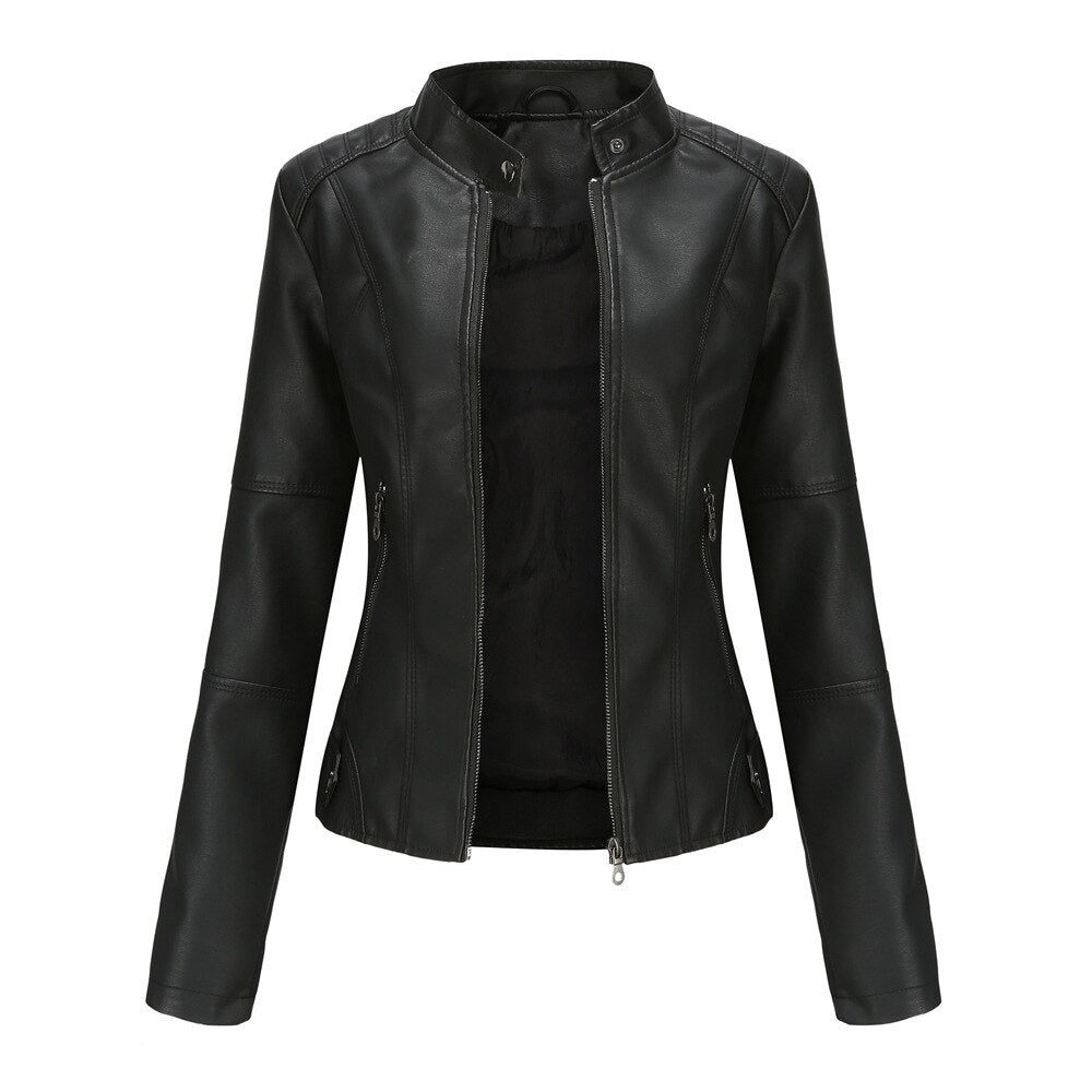 Serafima -  Damen Lederjacke mit Mao