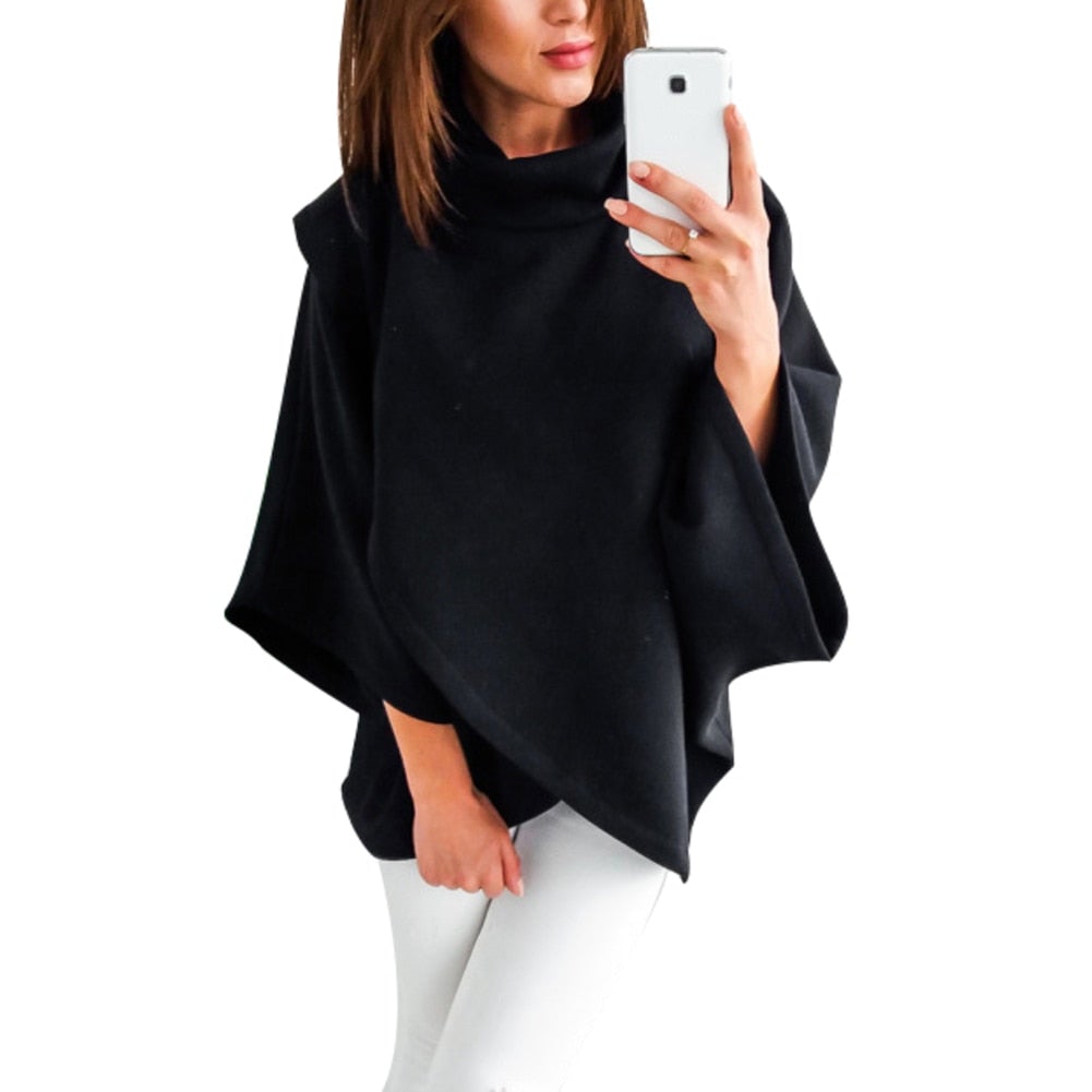 Poncho-Pullover mit Rollkragen für Damen