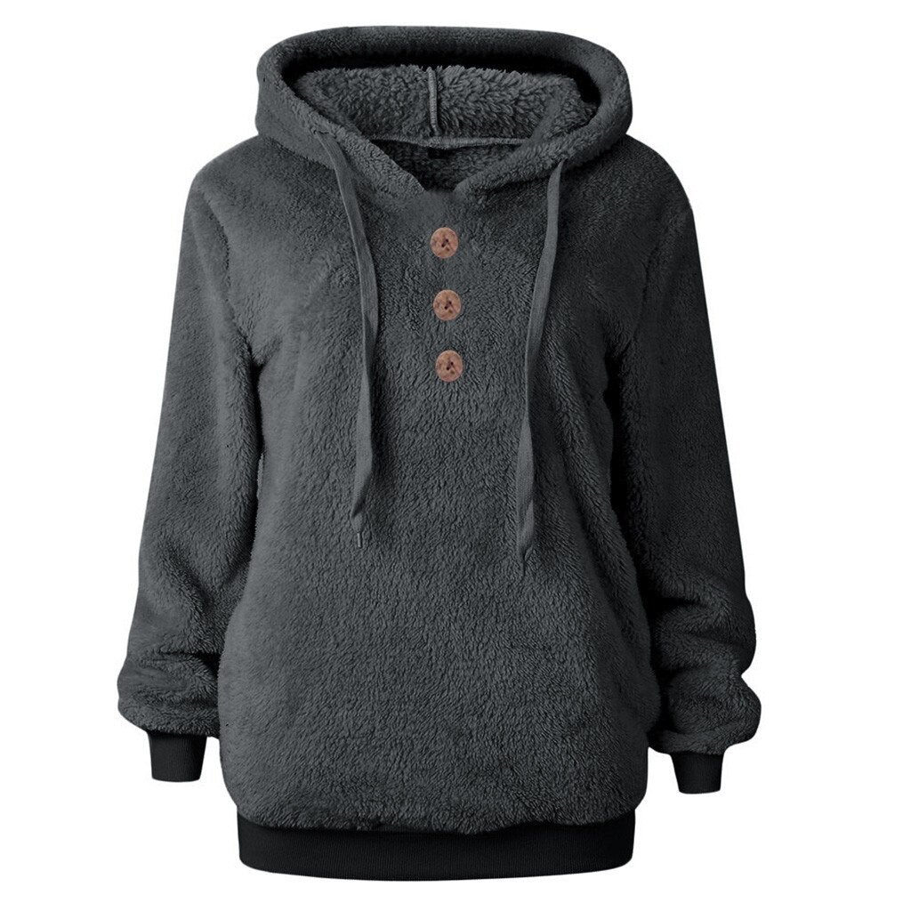 Flauschiges Damen-Fleece-Sweatshirt mit Kapuze