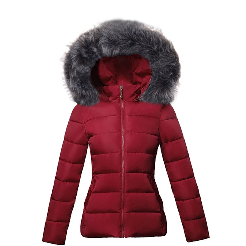 Gesteppte Damen Winterjacke mit Fellbesatz