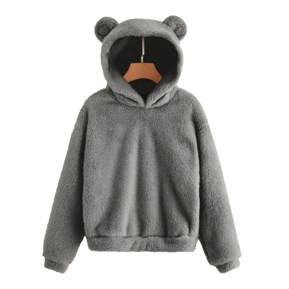 Damen-Fleece-Sweatshirt mit Teddybär-Ohren