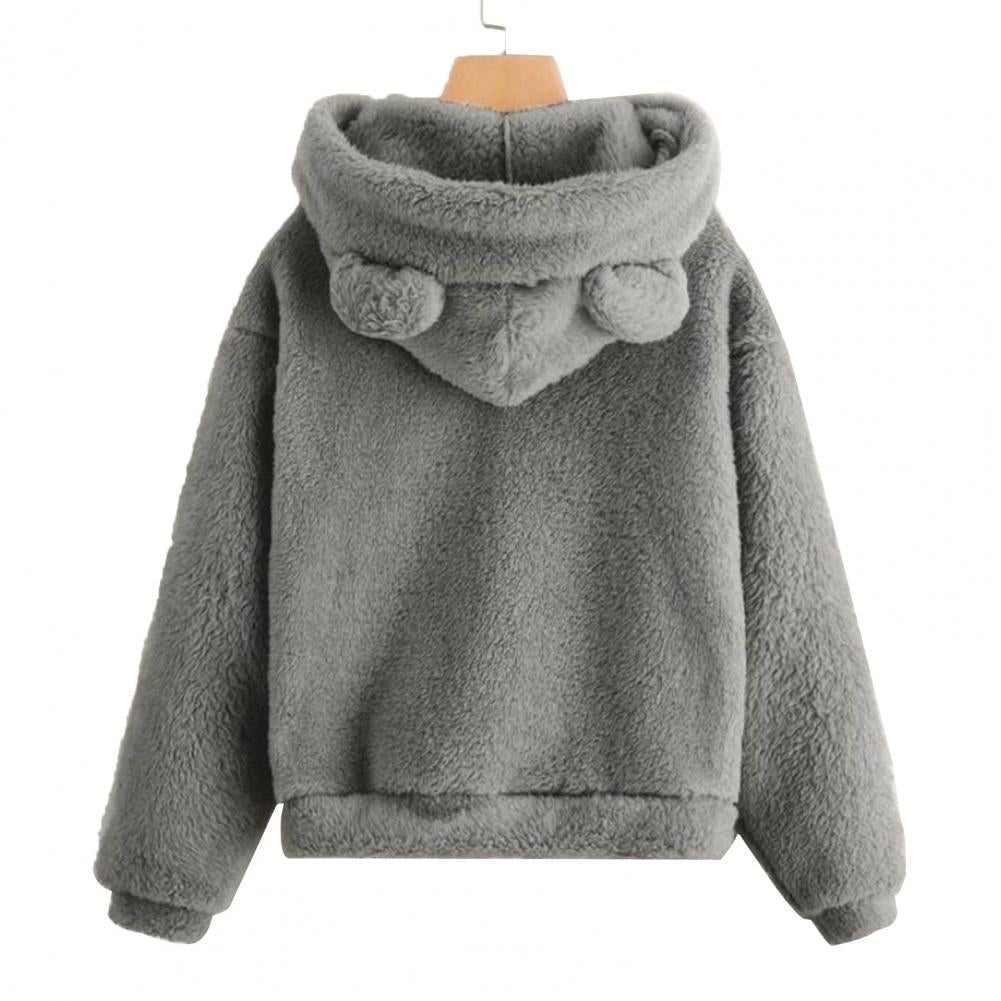 Damen-Fleece-Sweatshirt mit Teddybär-Ohren