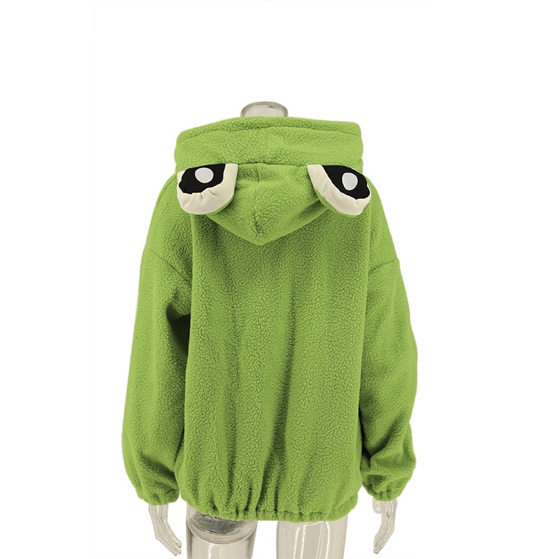 Damen-Fleece-Sweatshirt mit Froschmotiv