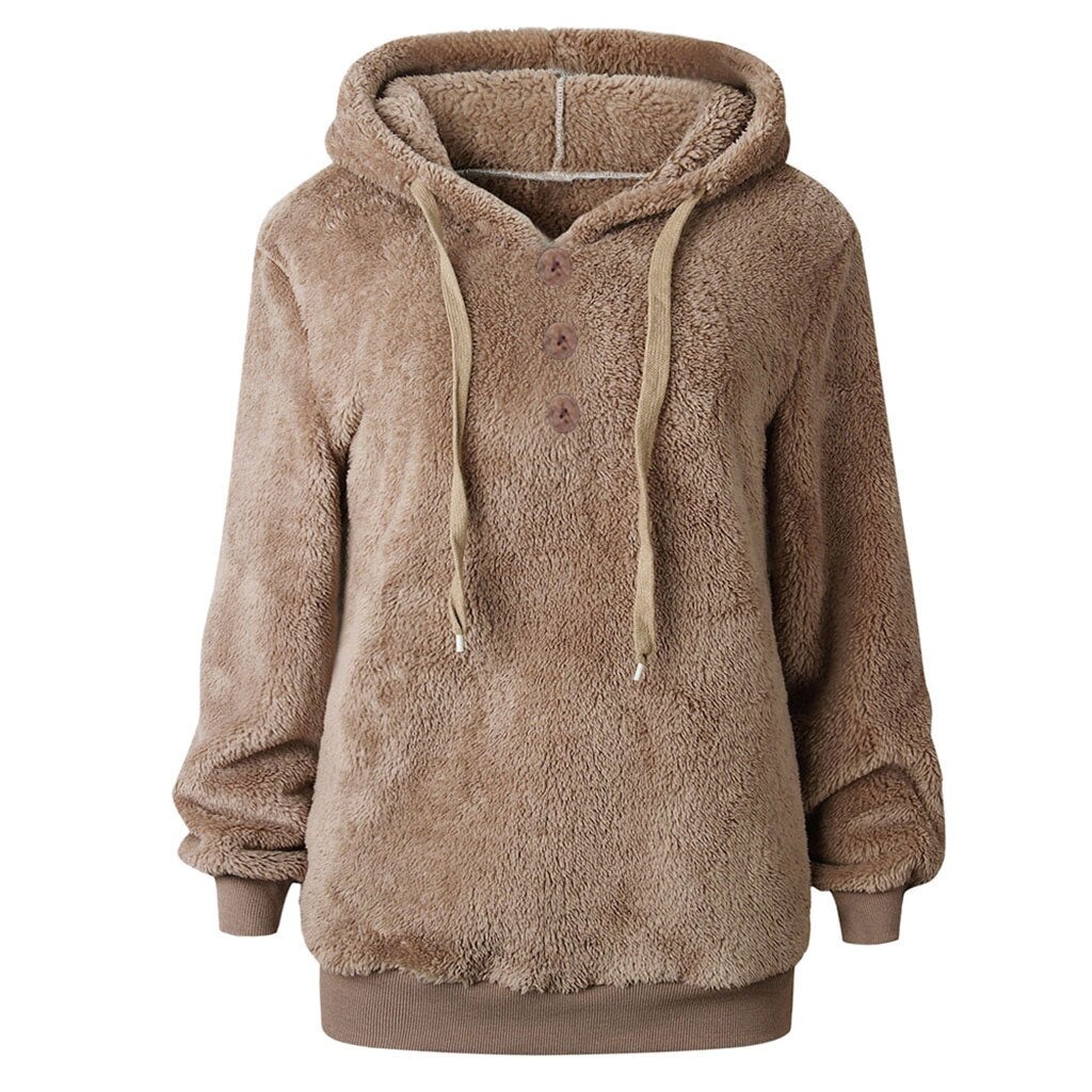 Flauschiges Damen-Fleece-Sweatshirt mit Kapuze