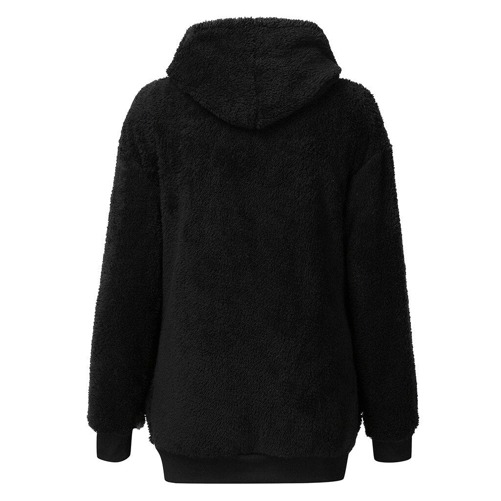 Flauschiges Damen-Fleece-Sweatshirt mit Kapuze