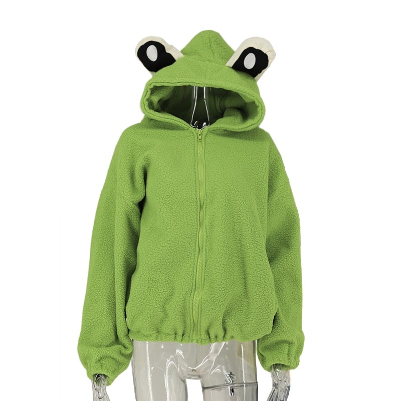 Damen-Fleece-Sweatshirt mit Froschmotiv