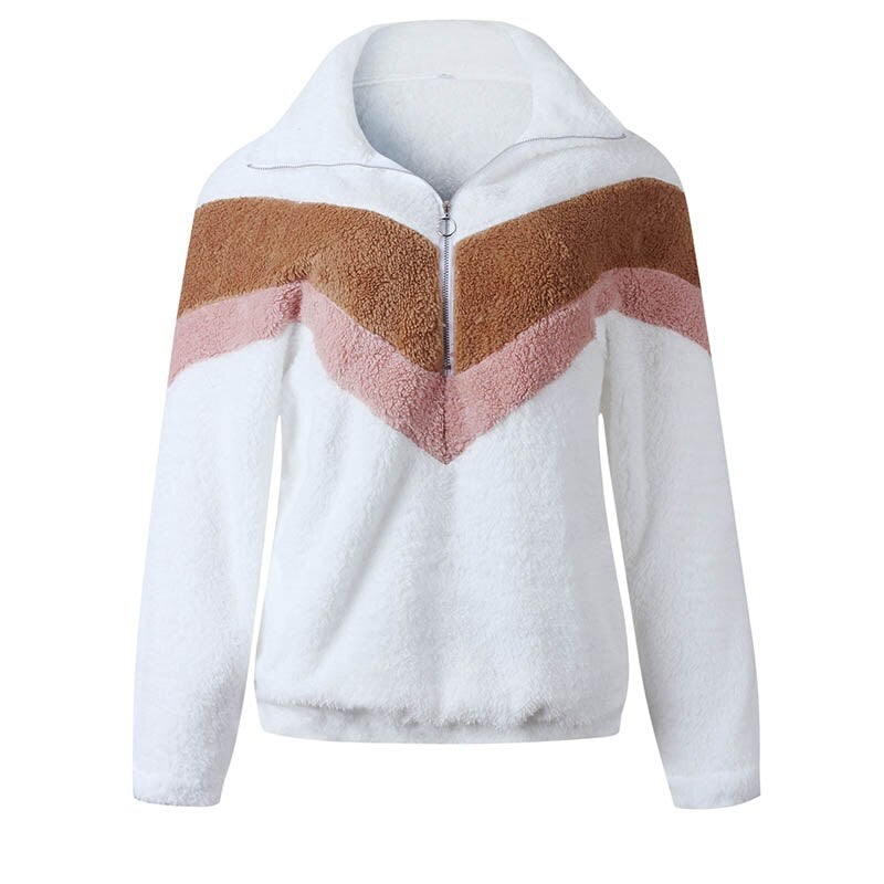 Gestreiftes Fleece-Sweatshirt für Damen