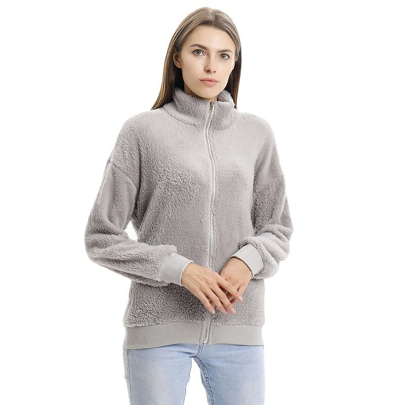 Damen-Fleece-Sweatshirt mit hohem Kragen