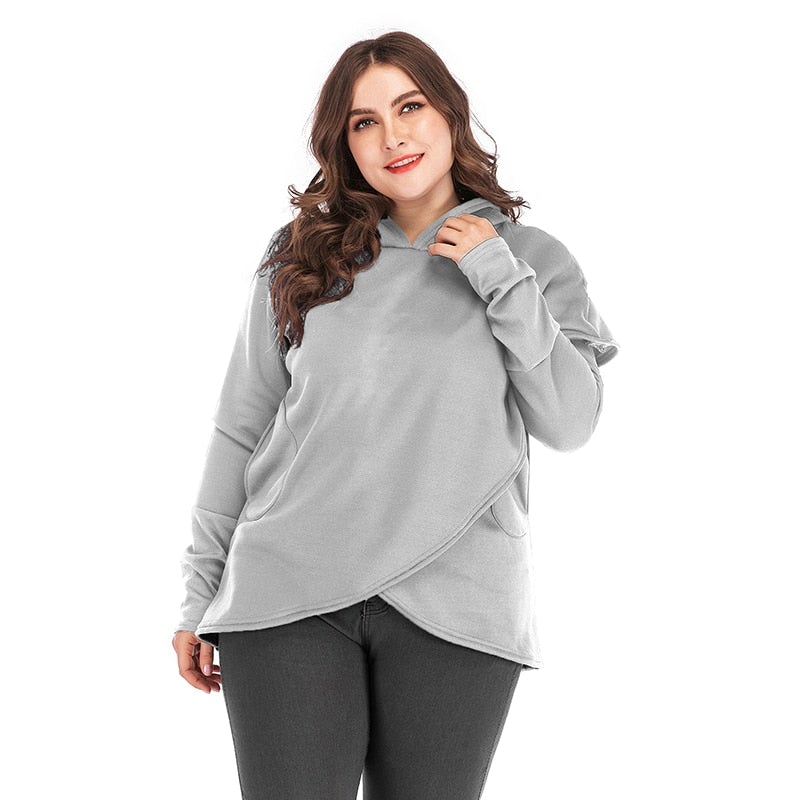 Damen-Sweatshirt mit Kapuze und asymmetrischem Saum