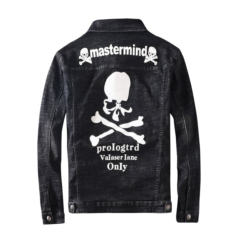 Herren-Jeansjacke mit Totenkopf-Motiv