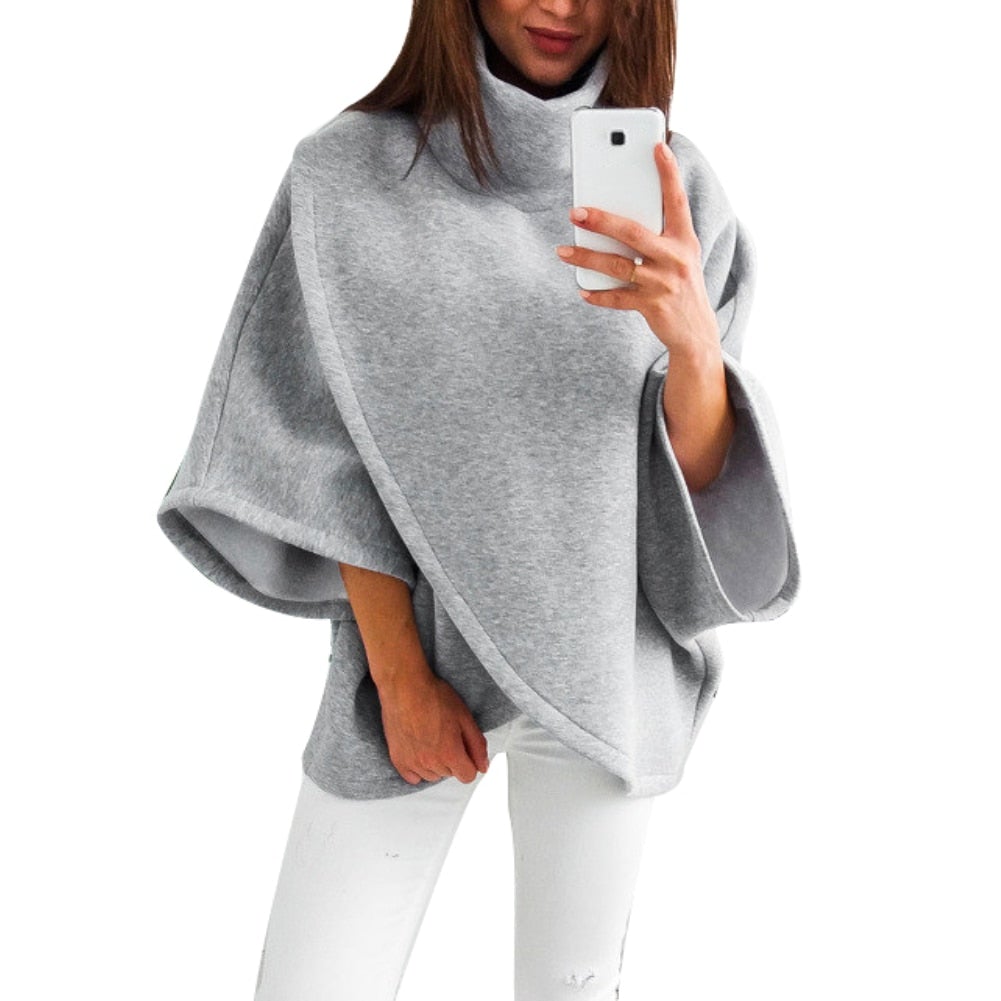 Poncho-Pullover mit Rollkragen für Damen