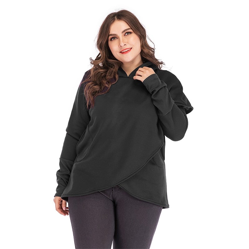 Damen-Sweatshirt mit Kapuze und asymmetrischem Saum