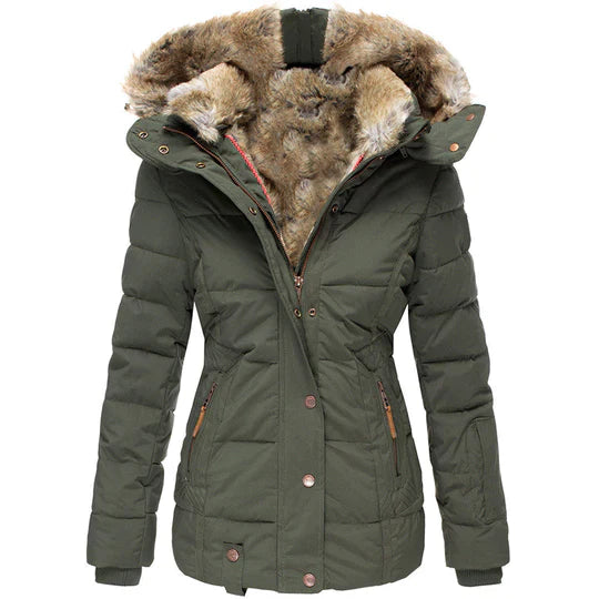 Warme Winterjacke mit Fellkapuze – Stilvoll durch den Winter