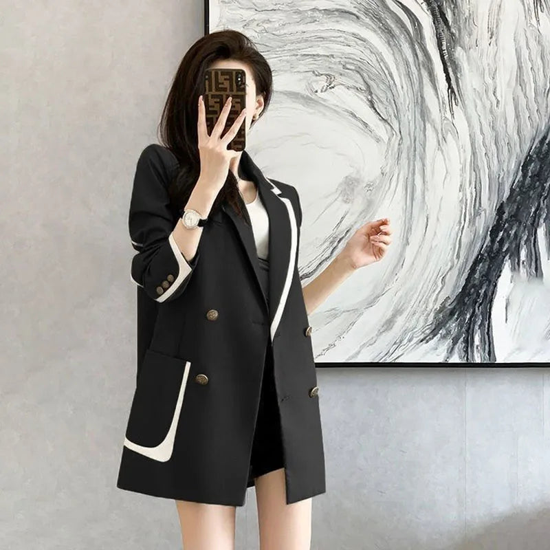 Xarina - Doppelreihiger Blazer im Koreanischen Stil