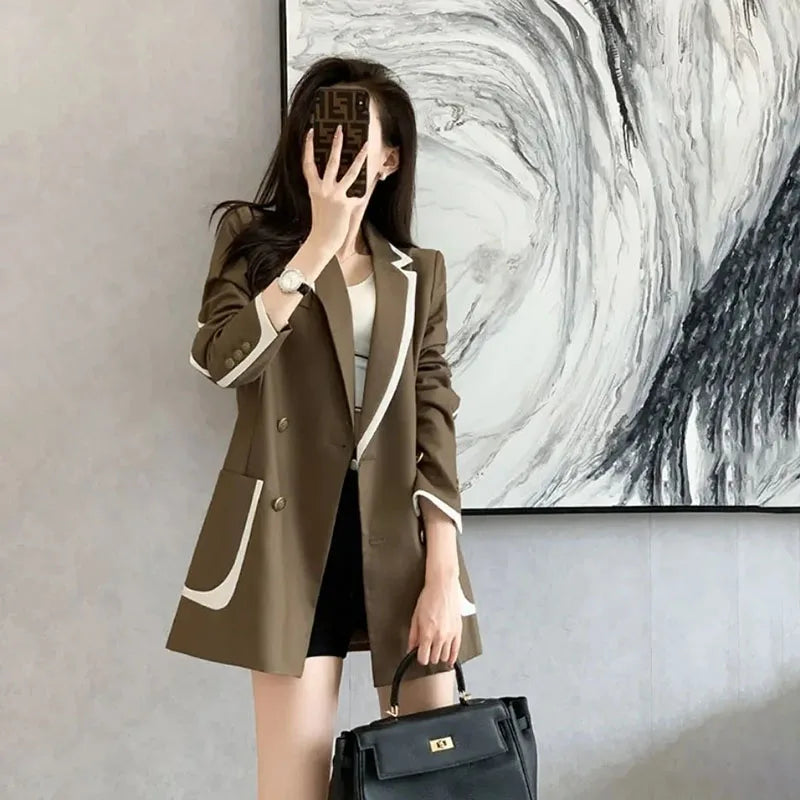 Xarina - Doppelreihiger Blazer im Koreanischen Stil