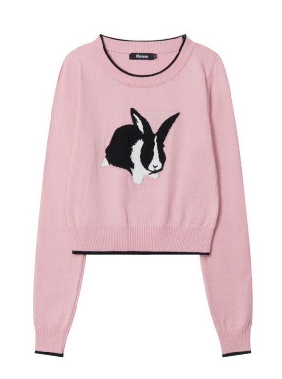 Rabbit Long-Sleeved Top aus Jacquard