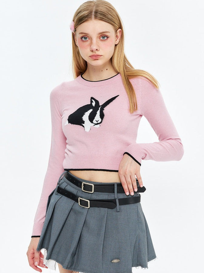 Rabbit Long-Sleeved Top aus Jacquard