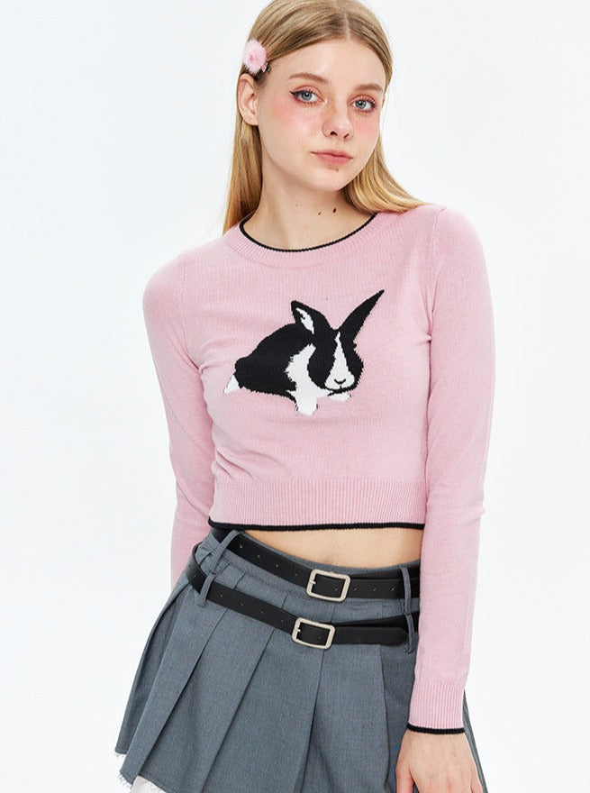 Rabbit Long-Sleeved Top aus Jacquard