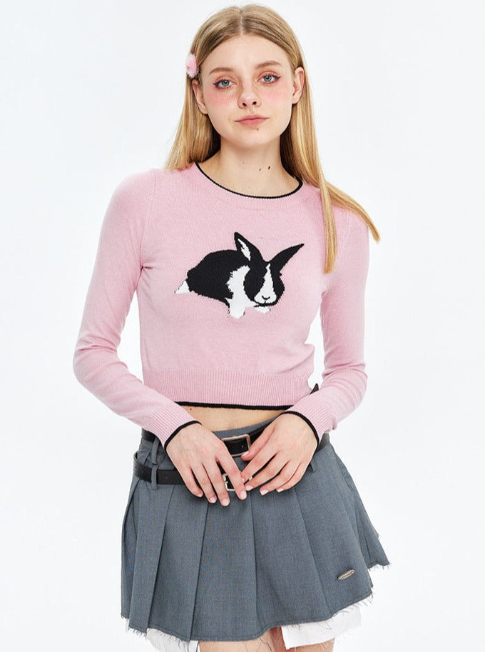 Rabbit Long-Sleeved Top aus Jacquard