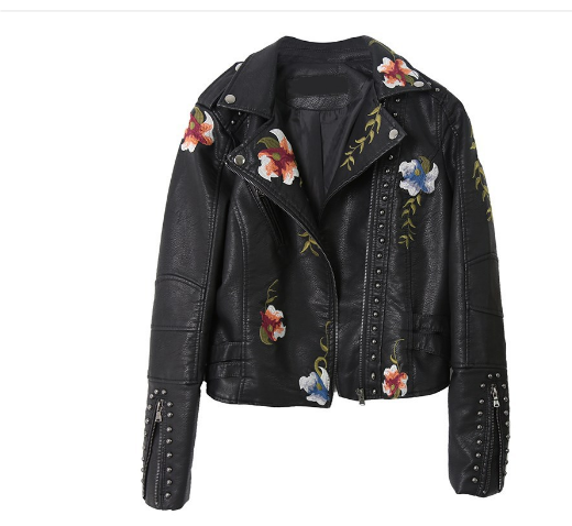 Cassandra | Damen Lässiges Motorrad Jacke | Blumen Druck