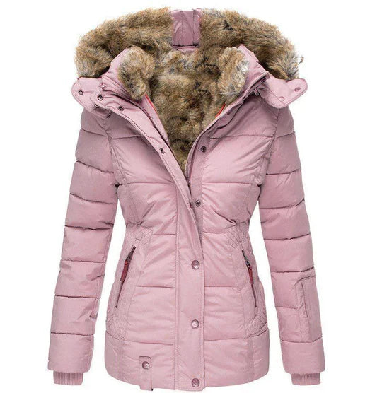 Warme Winterjacke mit Fellkapuze – Stilvoll durch den Winter