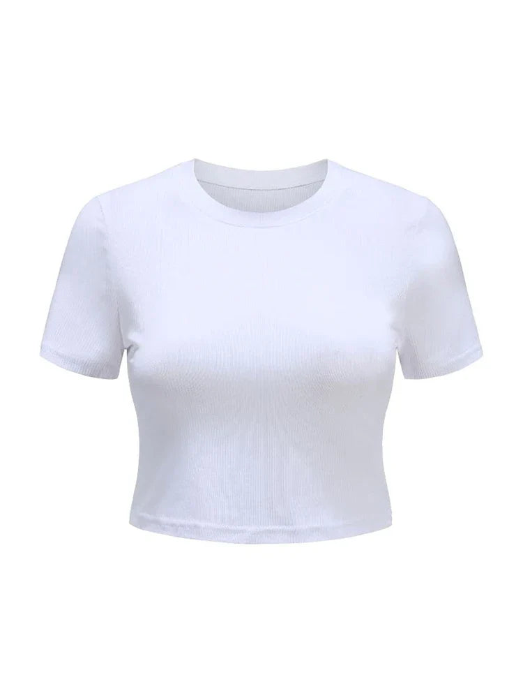 Henley - Crop Top Rundhals-T-Shirt